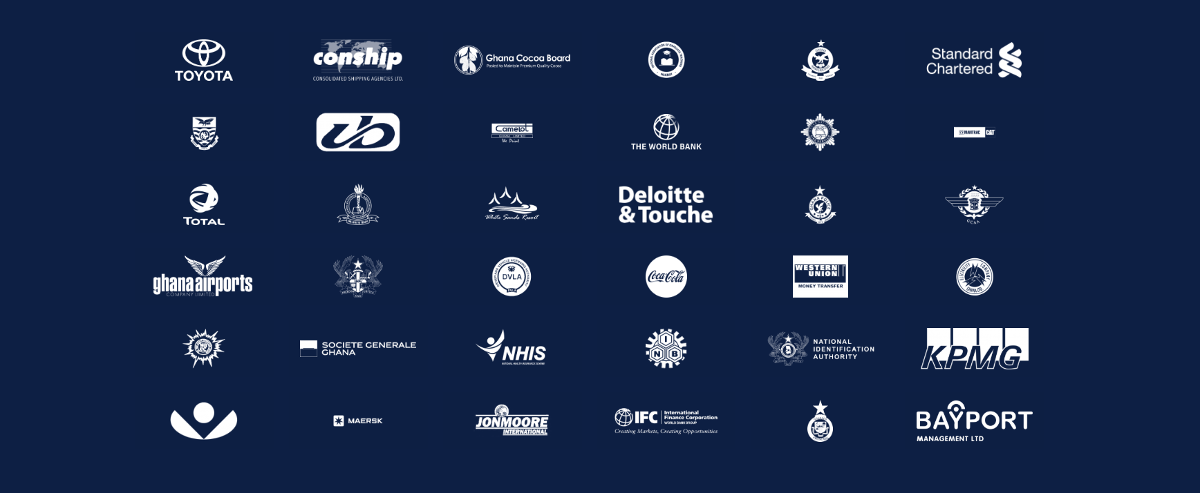 Client logos — governments, banks and enterprises served by ICPS
